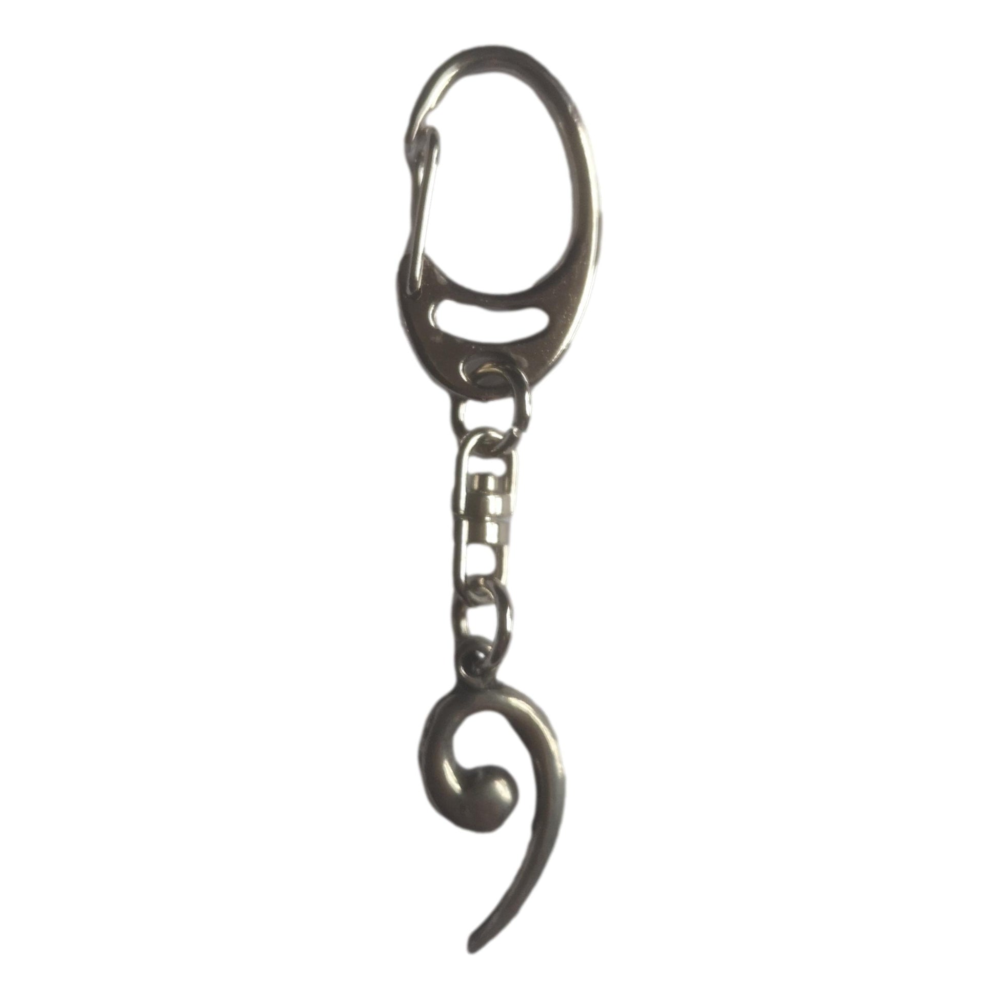 Bass Clef pewter metal keyring image 0