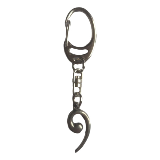 Bass Clef pewter metal keyring image 0