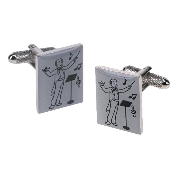 Conductor Musical Director silver-plated torpedo cufflinks in padded gift box image 0