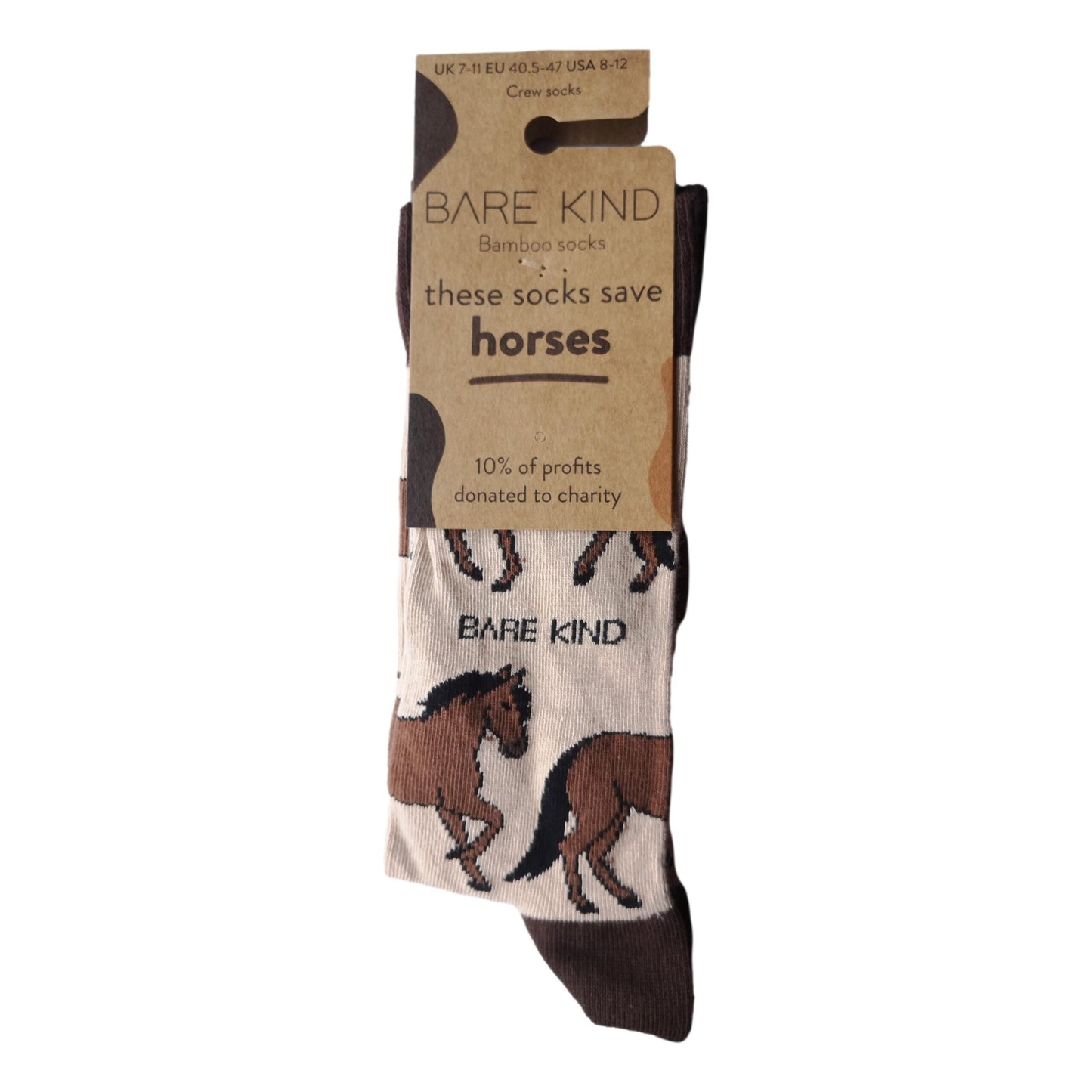 Save The Horses Beige Unisex Novelty Ankle Socks Adult UK Size 7-11 image 1