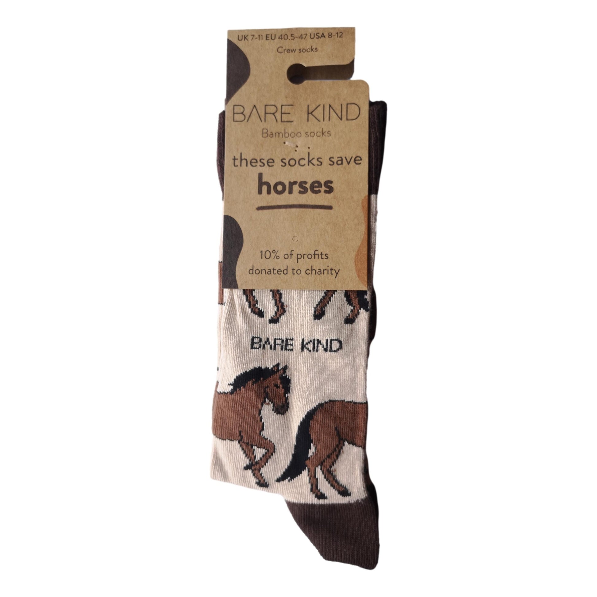 Save The Horses Beige Unisex Novelty Ankle Socks Adult UK Size 7-11 image 1