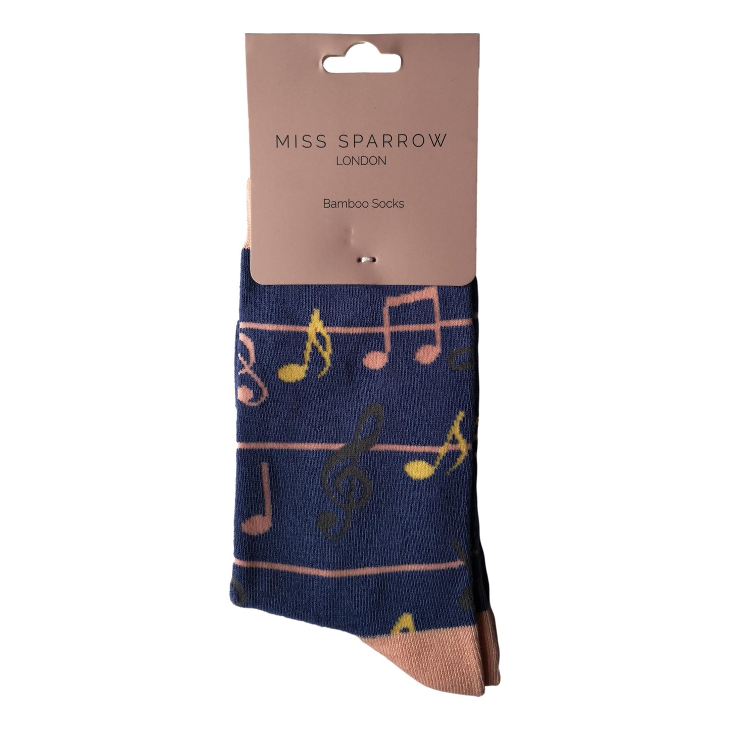 Treble Clefs and Music Notes Jazz Denim Blue Womens Novelty Ankle Socks Adult One Size image 1