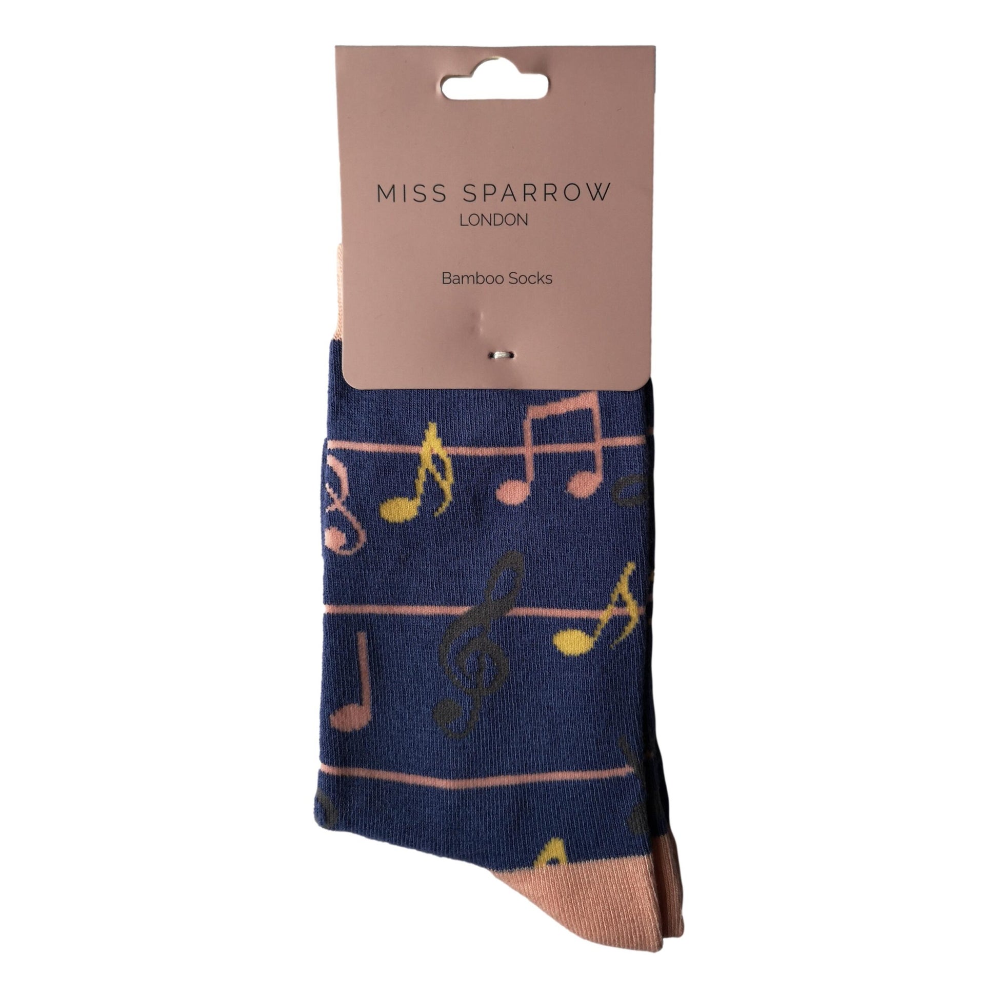 Treble Clefs and Music Notes Jazz Denim Blue Womens Novelty Ankle Socks Adult One Size image 1