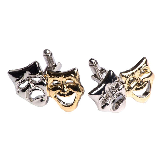 Theatre Masks gold/silver-plated cufflinks image 0