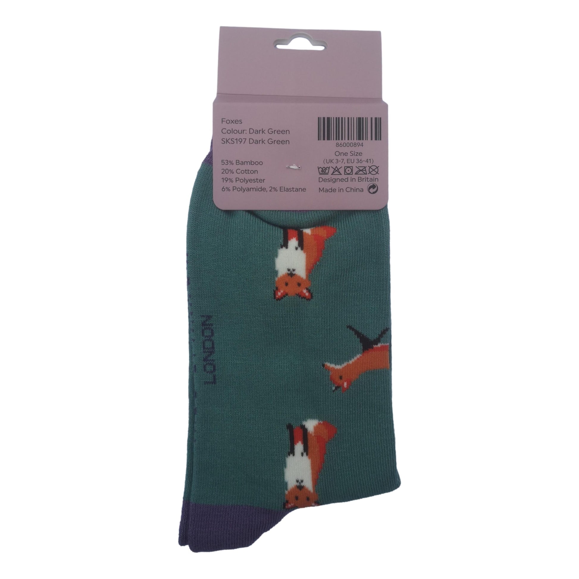 Foxes on Green Womens Novelty Ankle Socks Adult One Size image 3