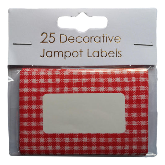 25 Red Gingham Decorative Self-Adhesive Jam Pot Labels image 0