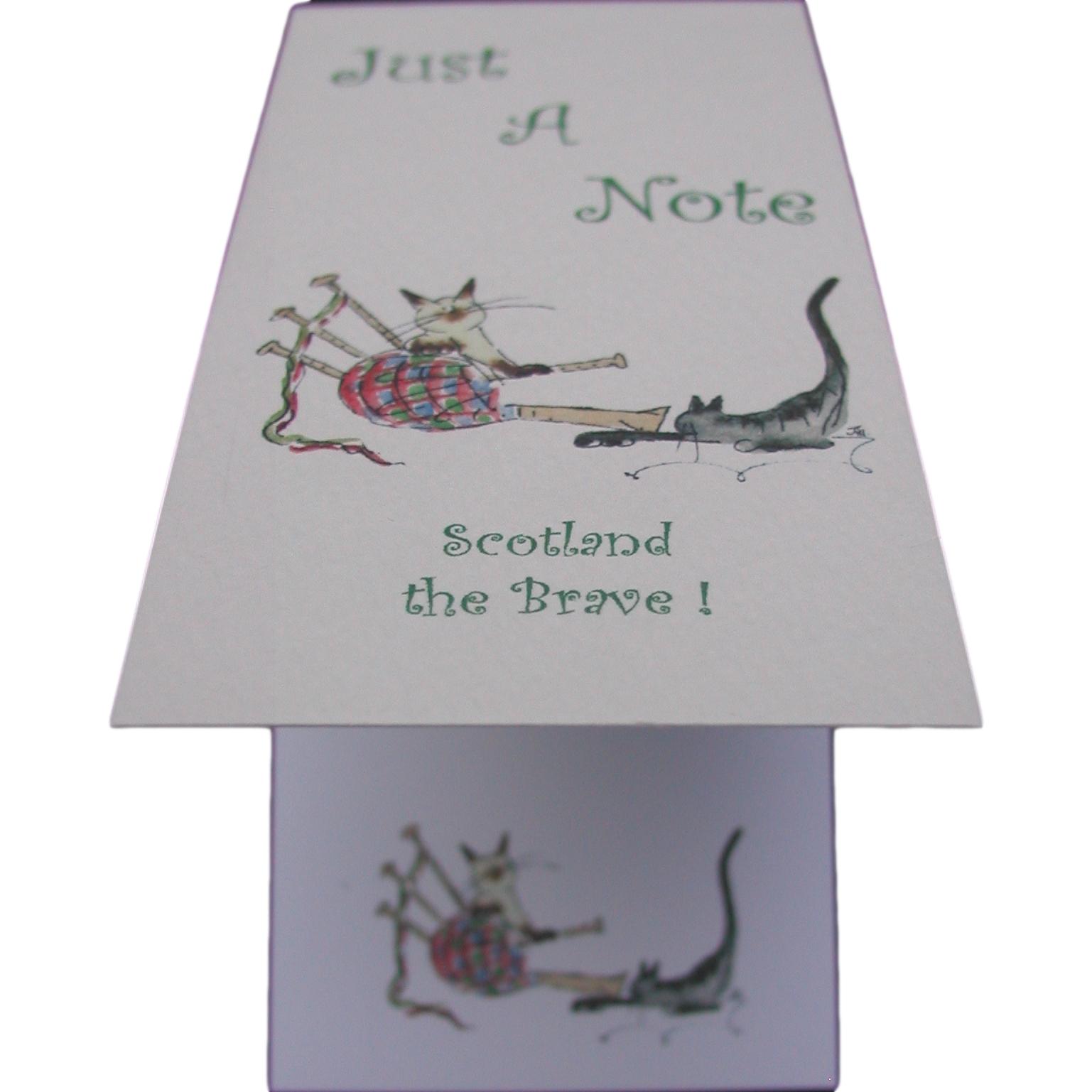 A range of Jill Latter designed Musical Cat notepads-Scotland The Brave image 0