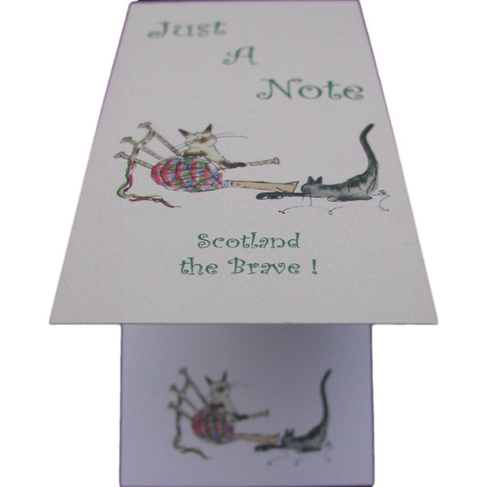 A range of Jill Latter designed Musical Cat notepads-Scotland The Brave image 0