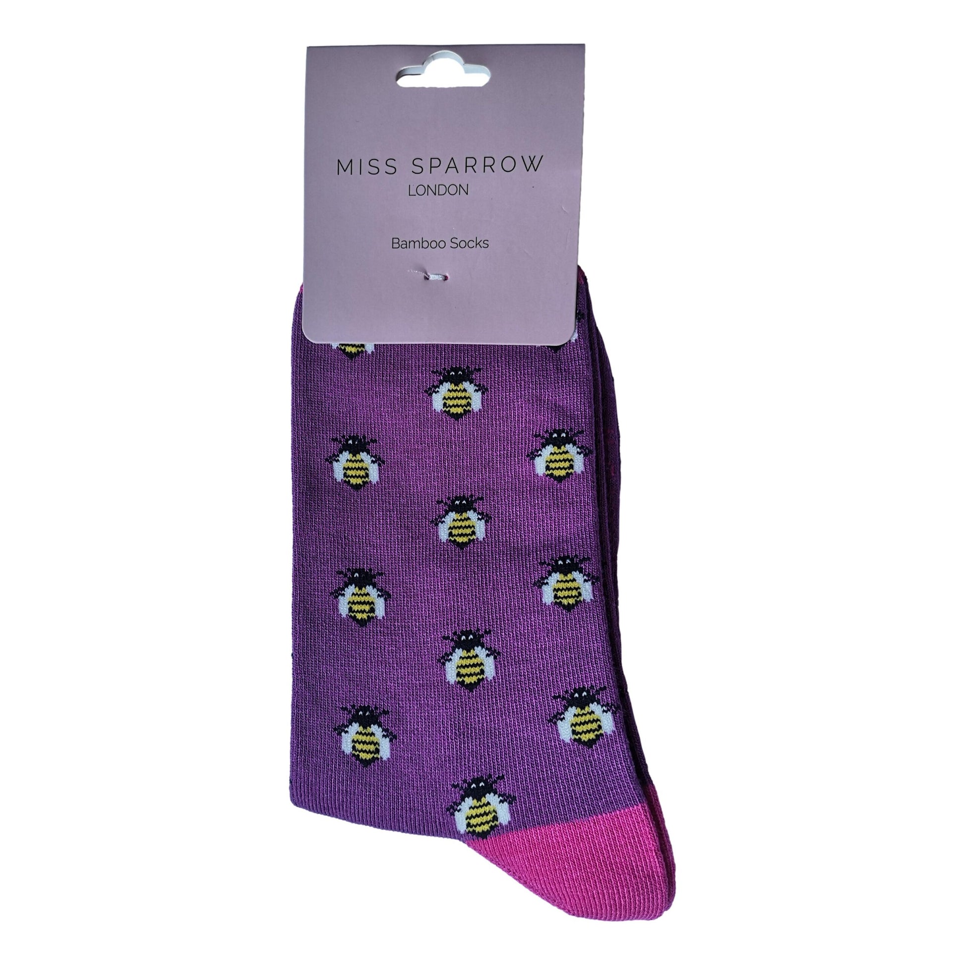 Honey Bees on Purple Ladies Novelty Ankle Socks Adult One Size image 0