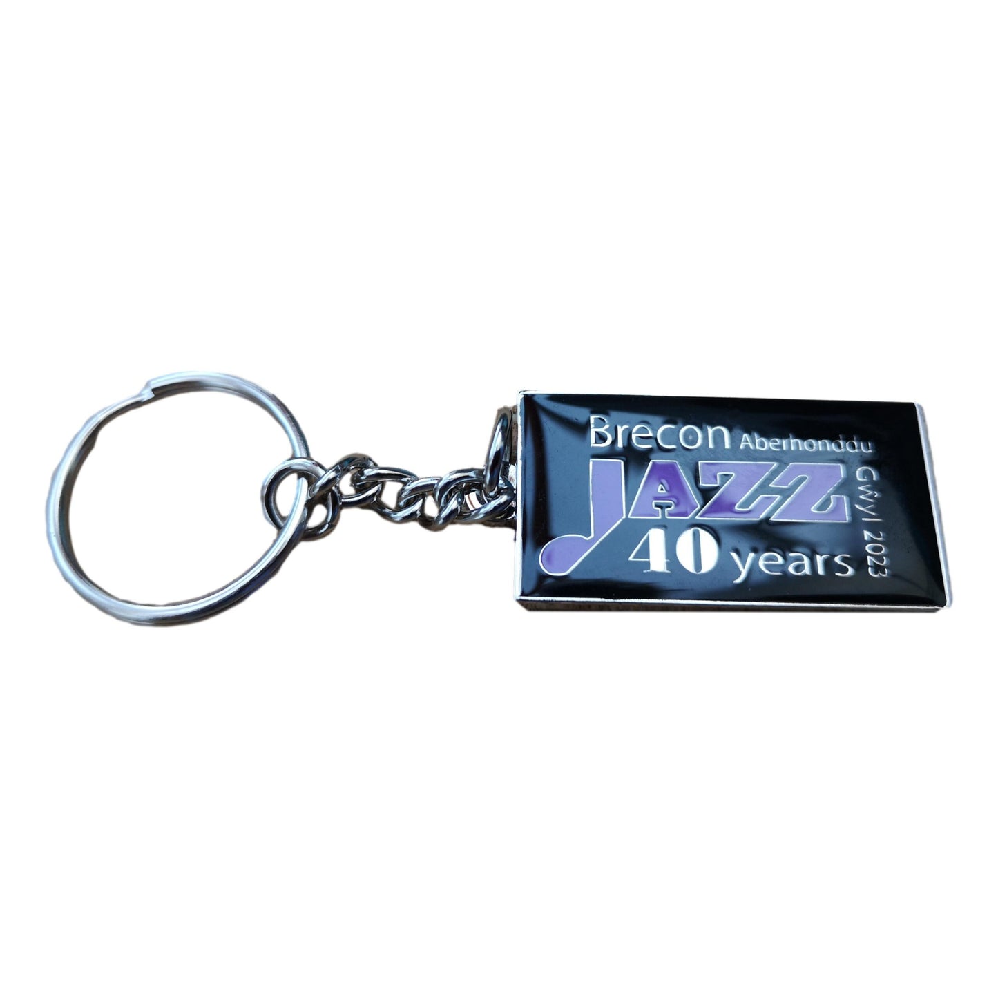 40 Years of Brecon Jazz 2023 Black Metal Keyring image 0