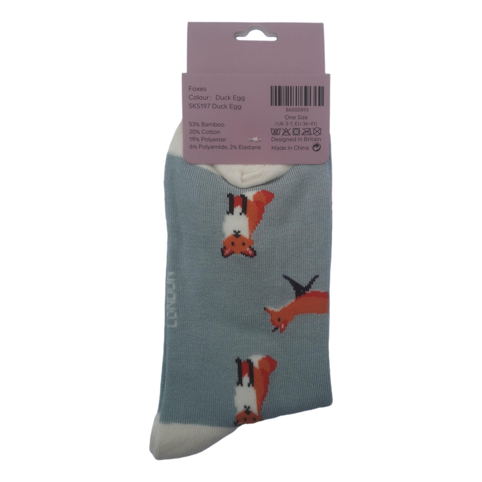 Foxes on Duck Egg Womens Novelty Ankle Socks Adult One Size image 2