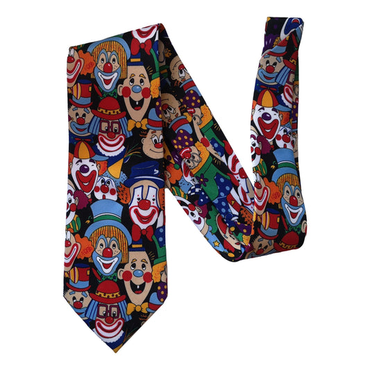 Colourful Circus Clowns Sleeved Polyester Novelty Tie Gift image 0