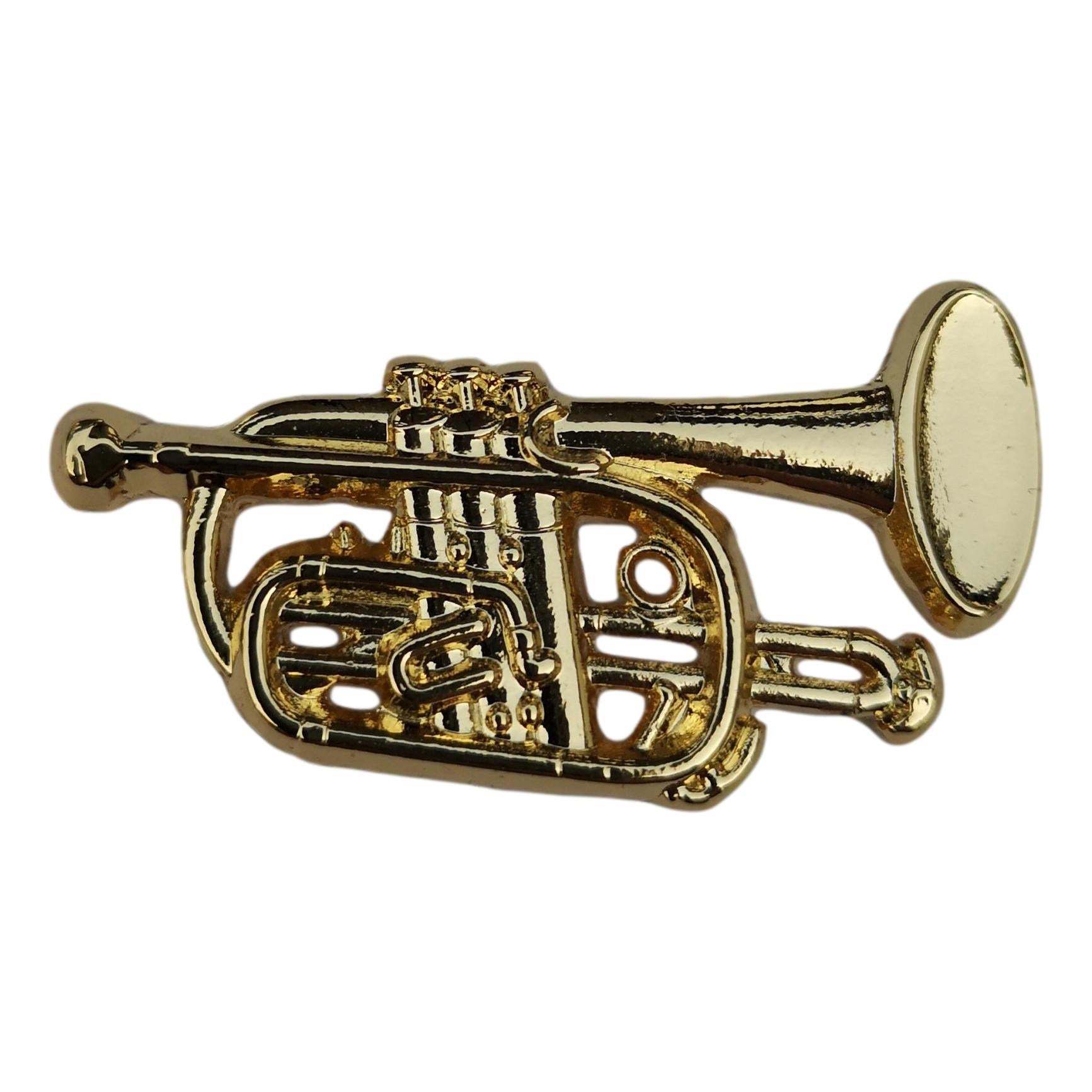 Polished Cornet gold-plated pin badge image 0