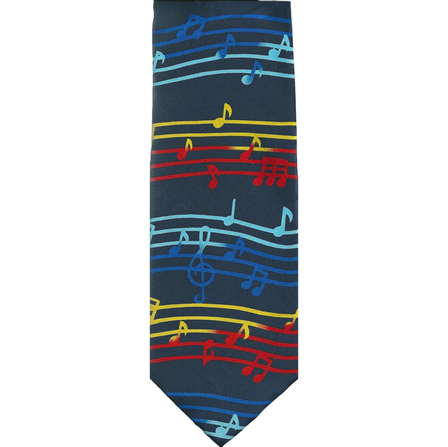 Rainbow Music Notes Stave Repeating Sleeved Polyester Novelty Tie image 0