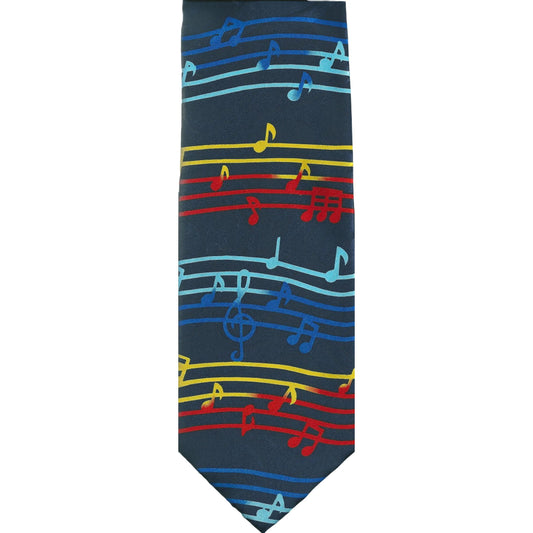 Rainbow Music Notes Stave Repeating Sleeved Polyester Novelty Tie image 0
