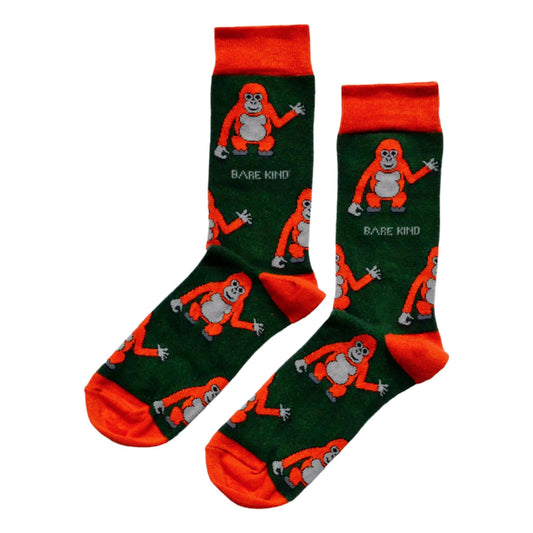 Save The Orangutans Green Unisex Novelty Ankle Socks Adult Size 7-11 image 0