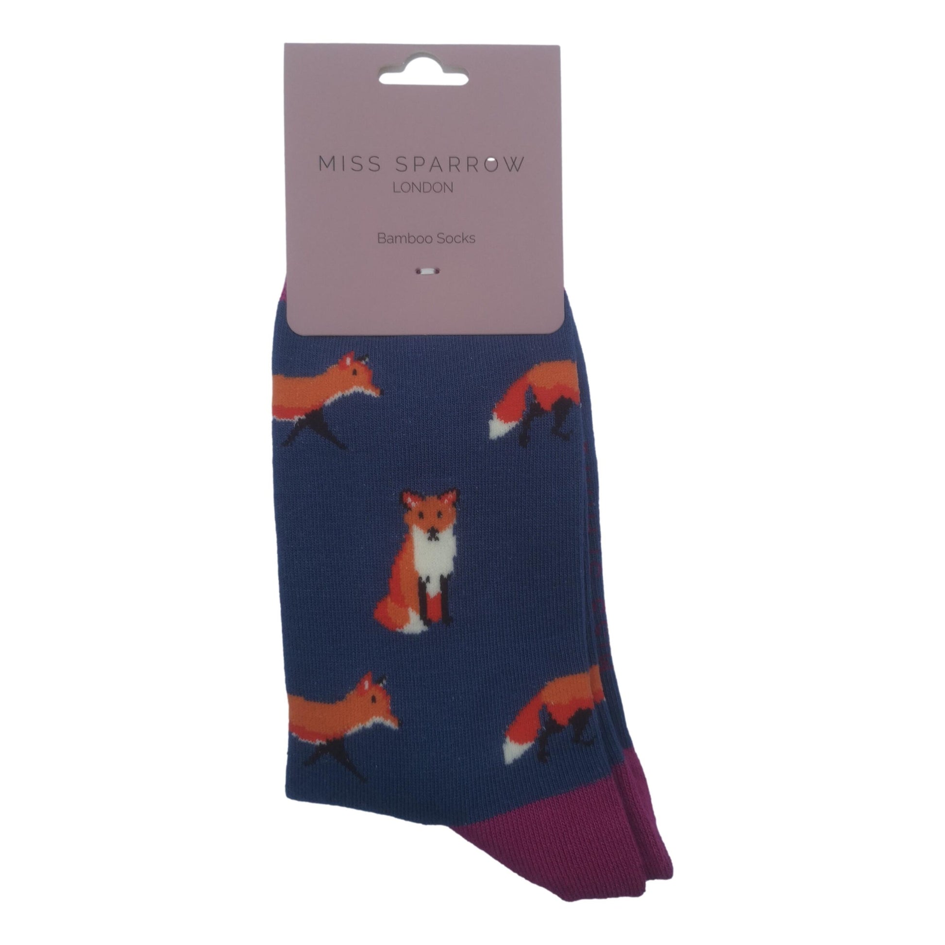 Foxes on Denim Blue Womens Novelty Ankle Socks Adult One Size image 1