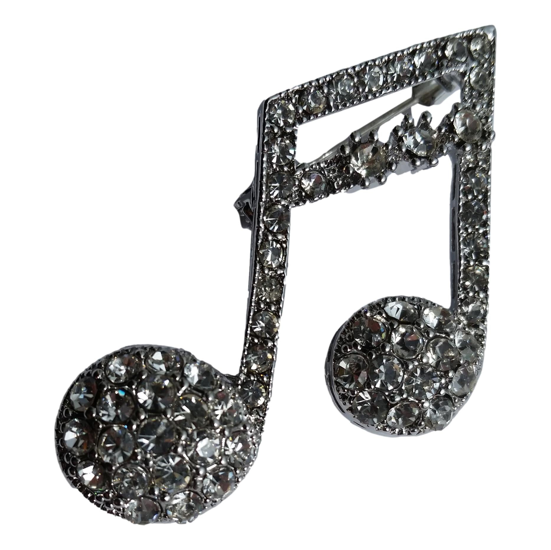 Semiquavers silver-plated diamante pin brooch image 0