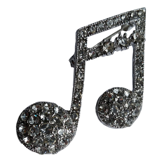 Semiquavers silver-plated diamante pin brooch image 0