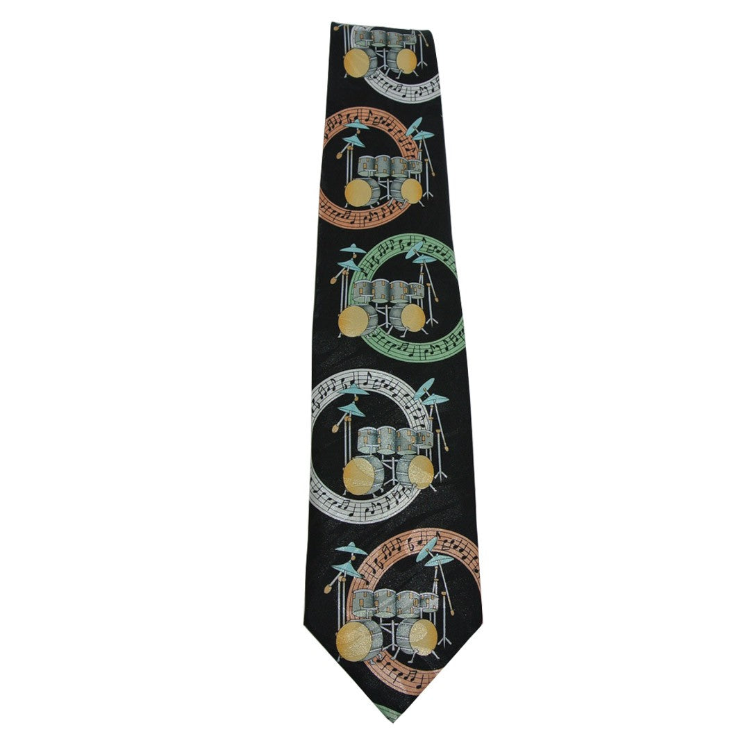 Drum Kits in Music Circles Polyester Novelty Tie Student Teacher Musician Gift image 1