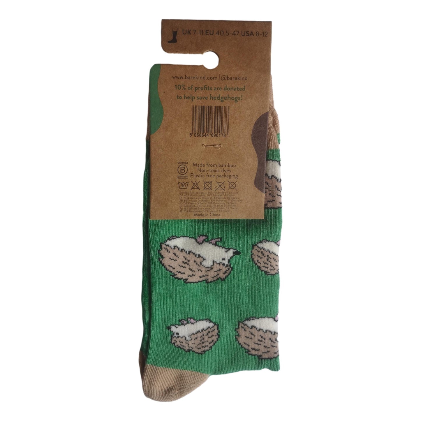 Save The Hedgehogs Green Unisex Novelty Ankle Socks Adult One Size image 2