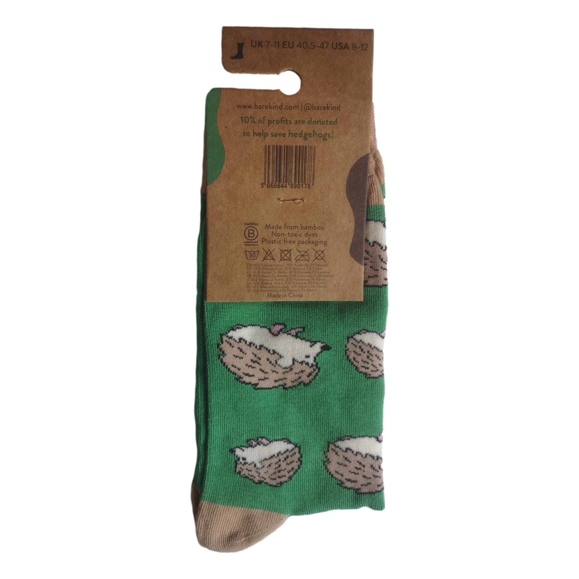 Save The Hedgehogs Green Unisex Novelty Ankle Socks Adult One Size image 2