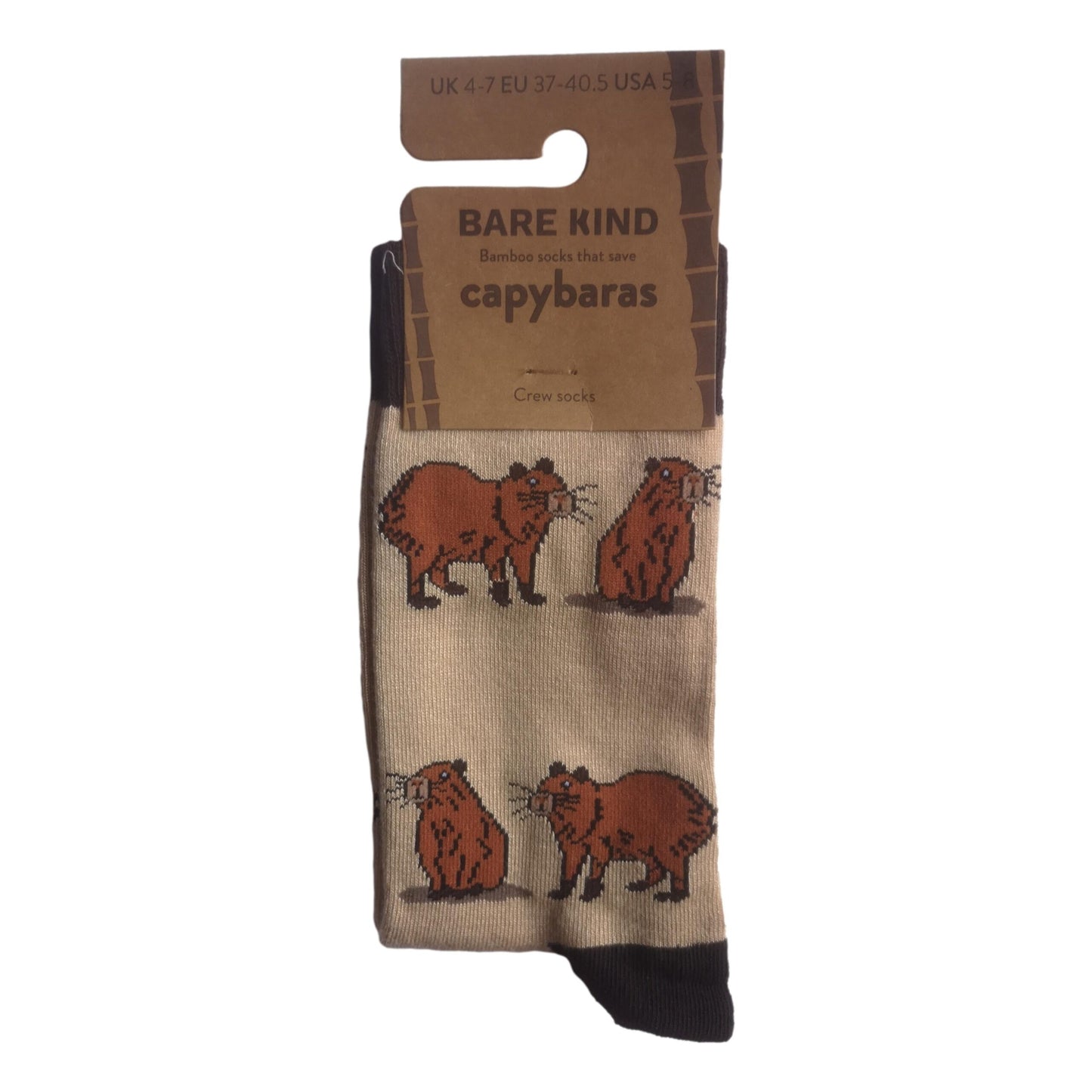 Save The Cabybaras Beige Womens Novelty Crew Socks Adult One Size image 1