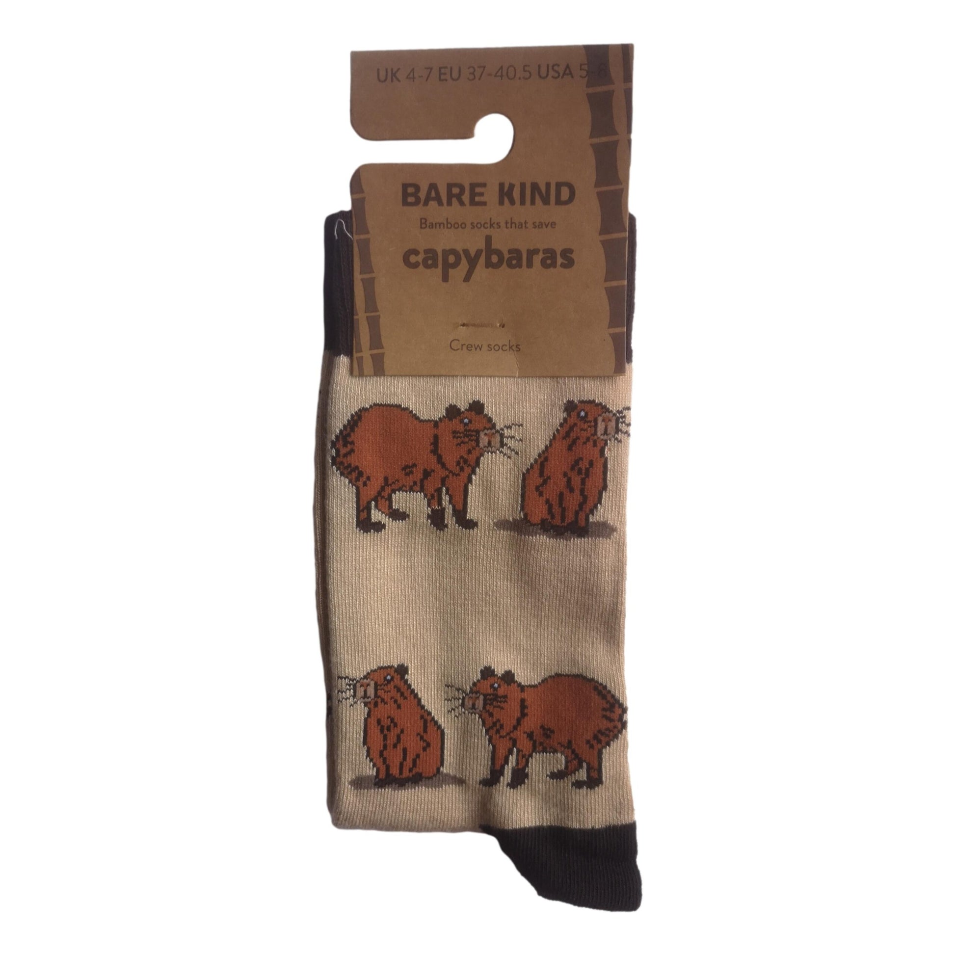 Save The Cabybaras Beige Womens Novelty Crew Socks Adult One Size image 1