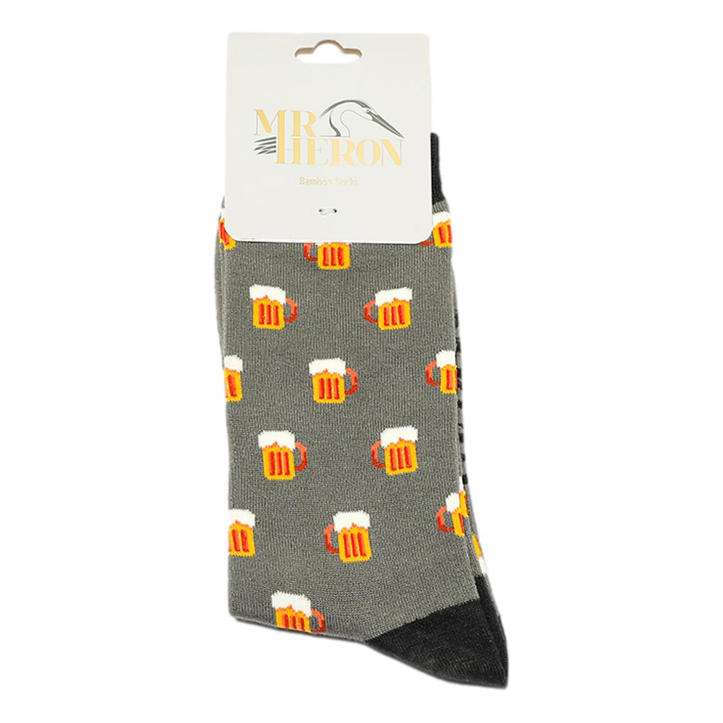 Beer Mugs on grey Mens Novelty Ankle Socks Adult One Size image 1