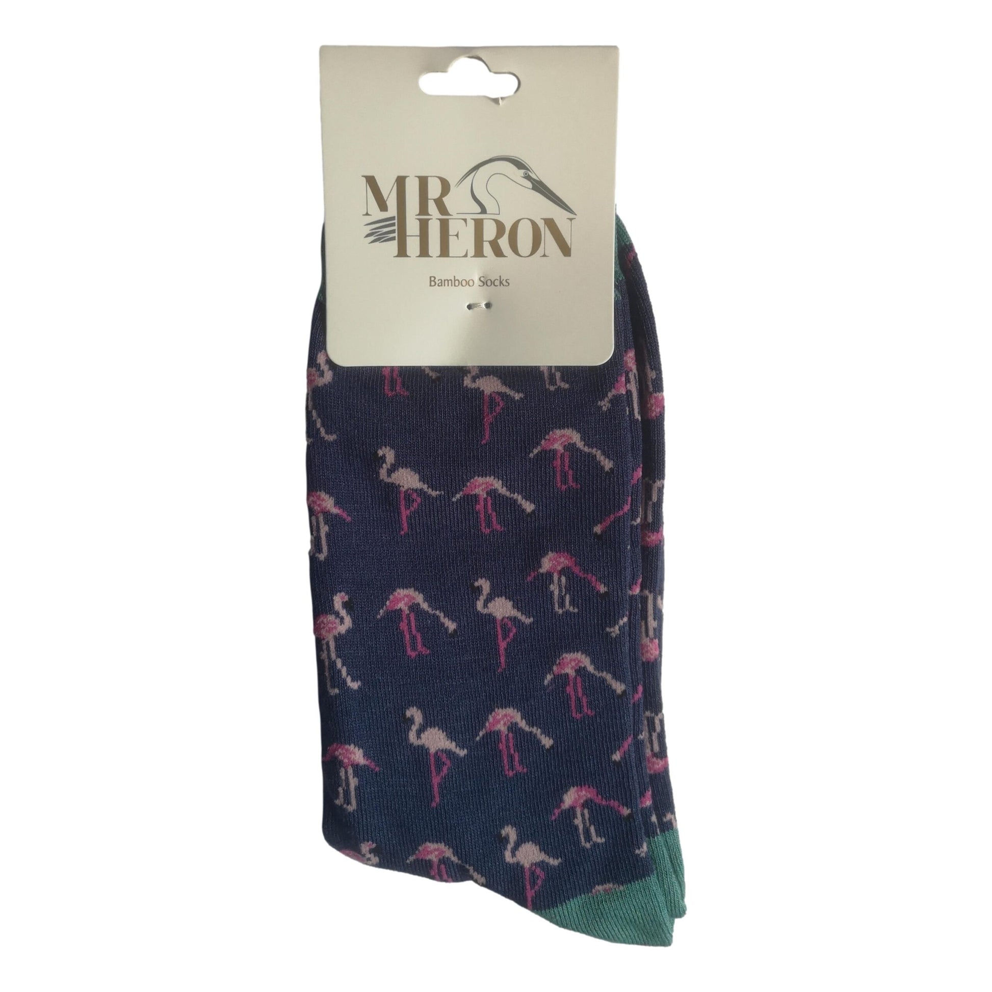 Pink Flamingos on Navy Mens Novelty Ankle Socks Adult One Size image 1