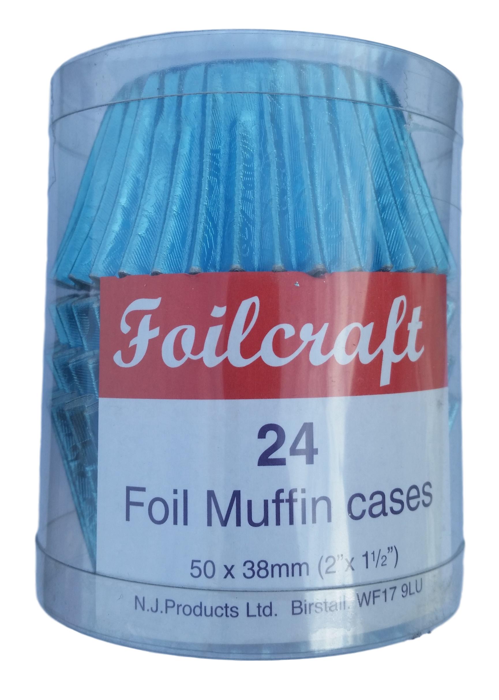 24 Foilcraft Sky Blue Foil Muffin Cases image 1