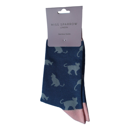 Cats Navy Blue Womens Novelty Ankle Socks Adult One Size image 0