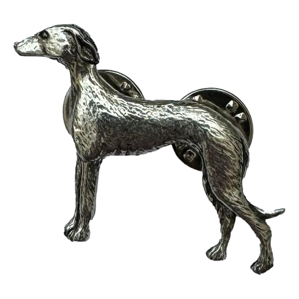 Greyhound Dog polished pewter metal lapel pin badge image 0