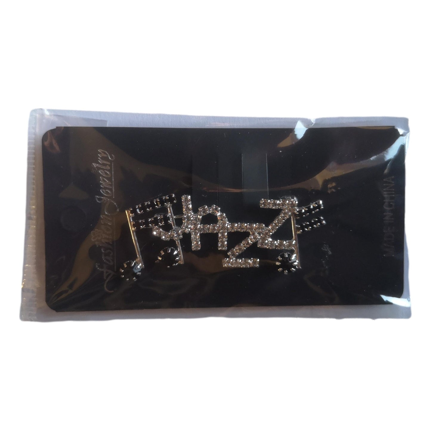 JAZZ Music Notes Star diamante crystal pin brooch image 1