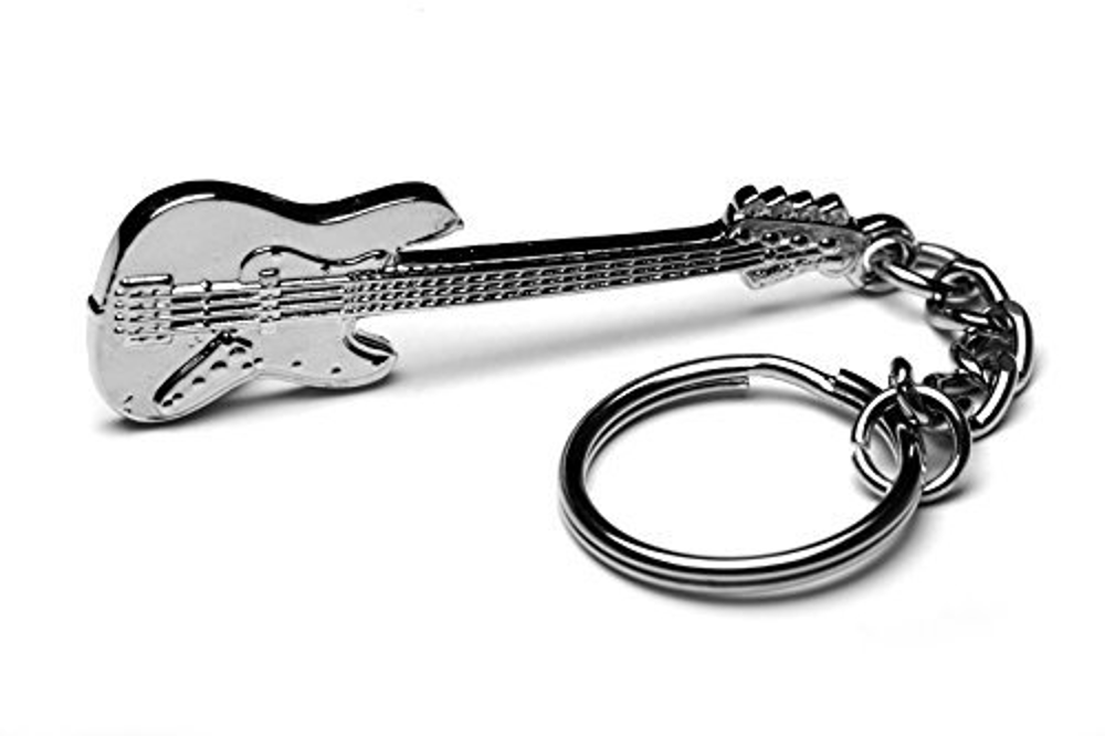 Bass Guitar polished silver-plated keyring image 1