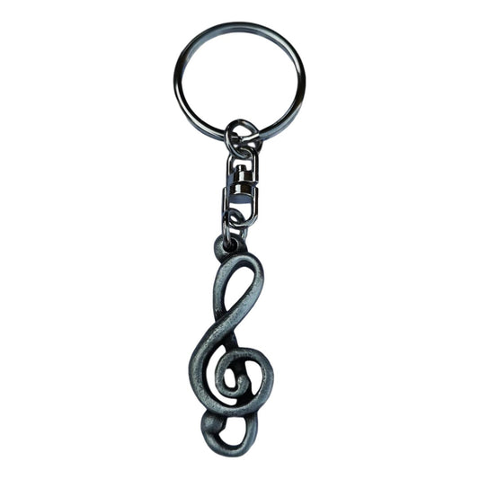 Treble Clef pewter metal keyring image 0