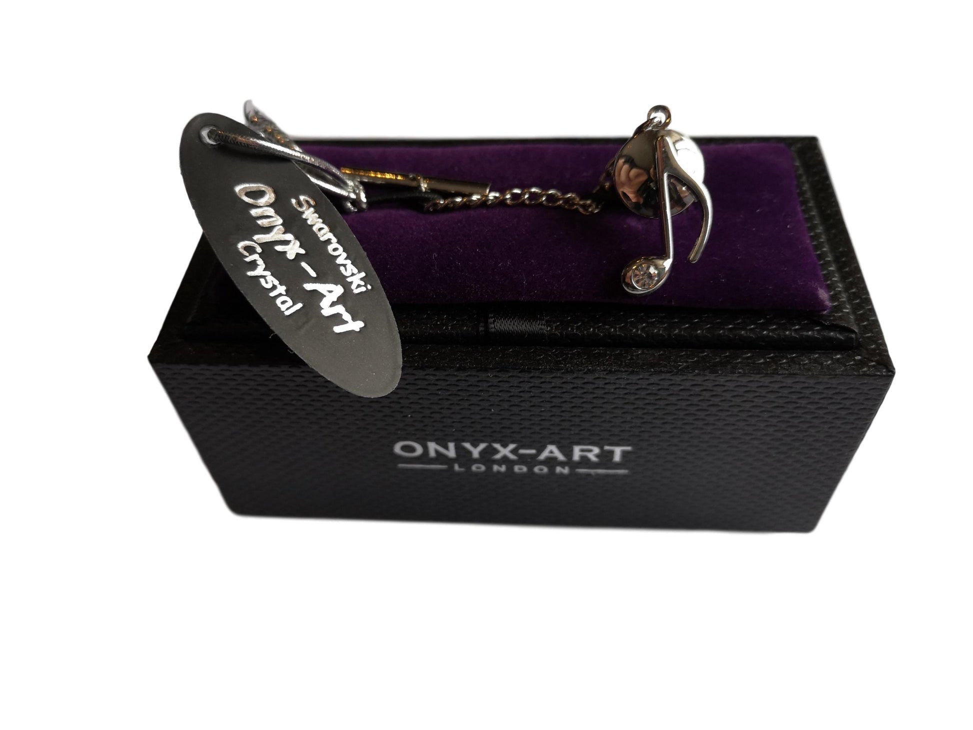 Music Quaver Silver-plated Tie Pin with Swarovski crystal note image 1