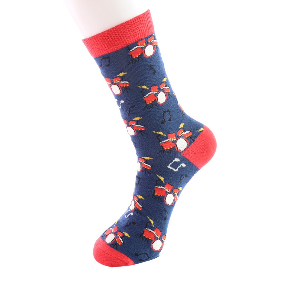 Drum Kits on Navy Blue Mens Novelty Ankle Socks Adult One Size image 3