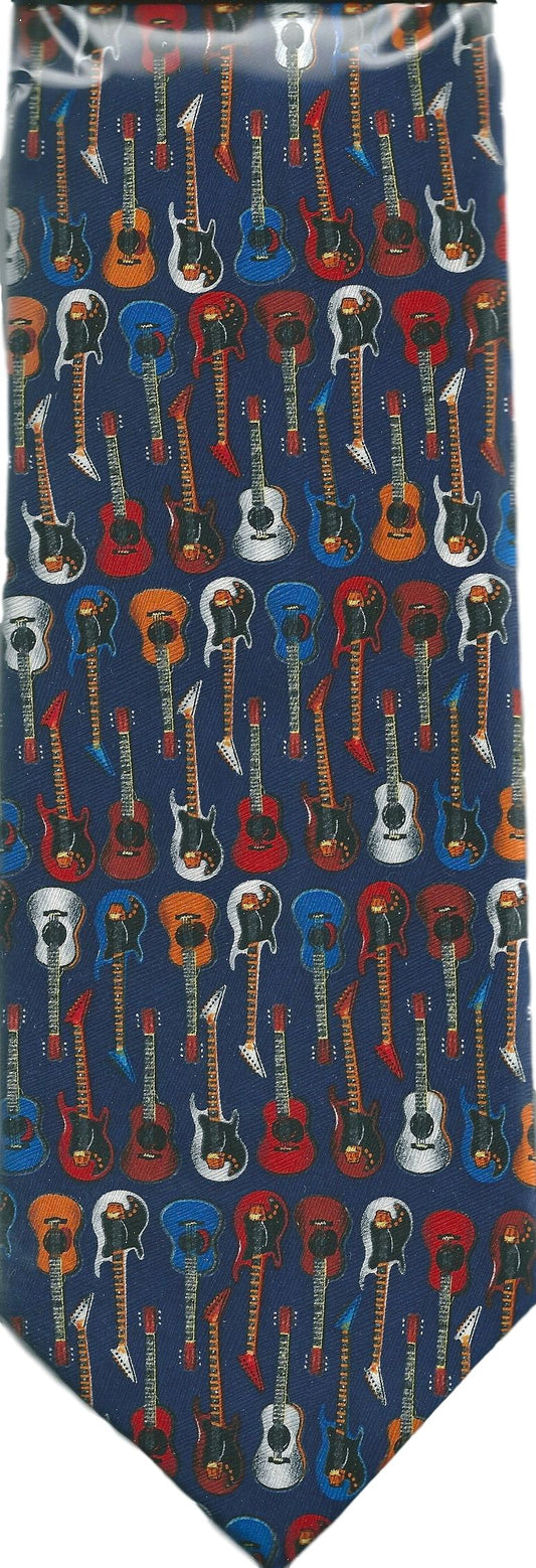 Electric / Acoustic Guitars All Over Repeat 100% Silk Classic Tie image 0