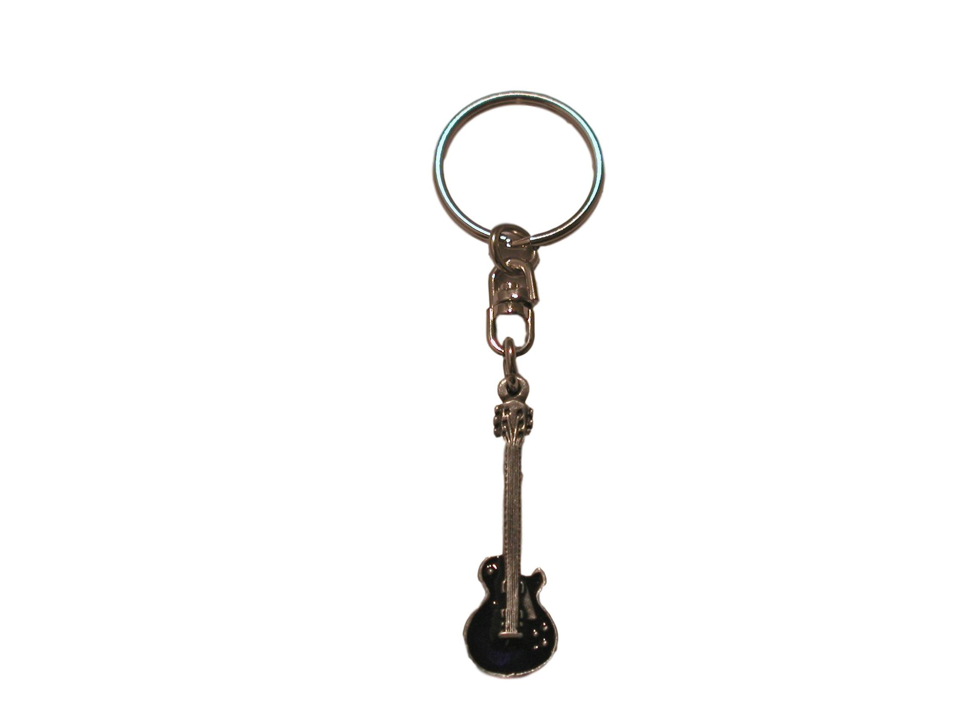 Les Paul Shape Enamelled Guitar pewter metal keyring image 0
