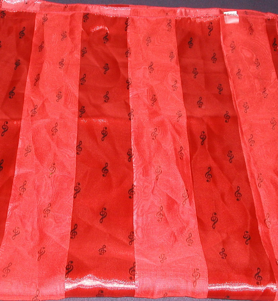Small Treble Clefs red satin stripe scarf image 1