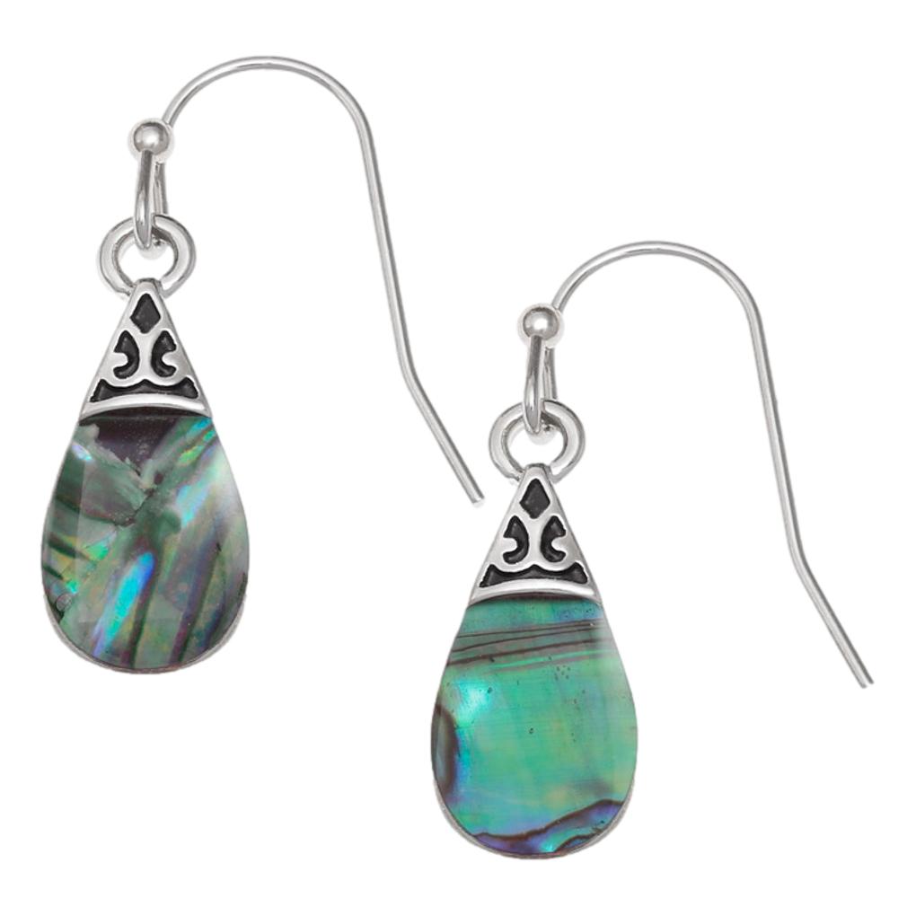 Tear / Pear Drop Paua shell rhodium-plated pendant and earrings set image 2
