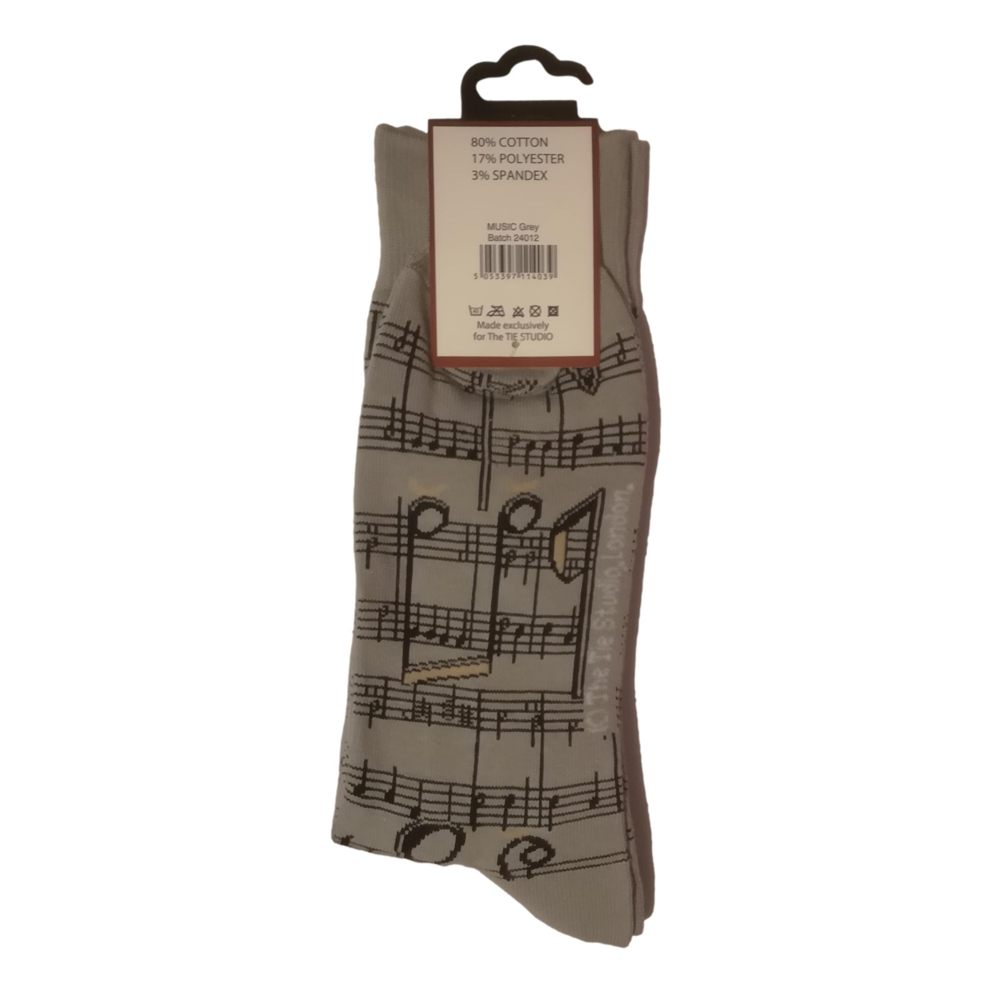 Music Notes and Stave Grey Unisex Novelty Ankle Socks Adult Size 6-11 image 1