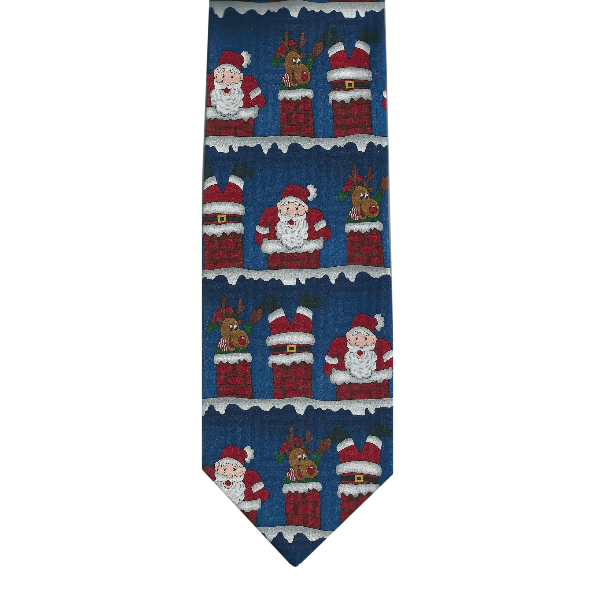 Father Christmas Santa Rudolf Chimney Roof Sleeved 100% Silk Classic Tie image 0