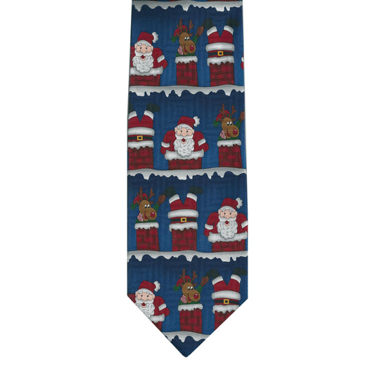Father Christmas Santa Rudolf Chimney Roof Sleeved 100% Silk Classic Tie image 0