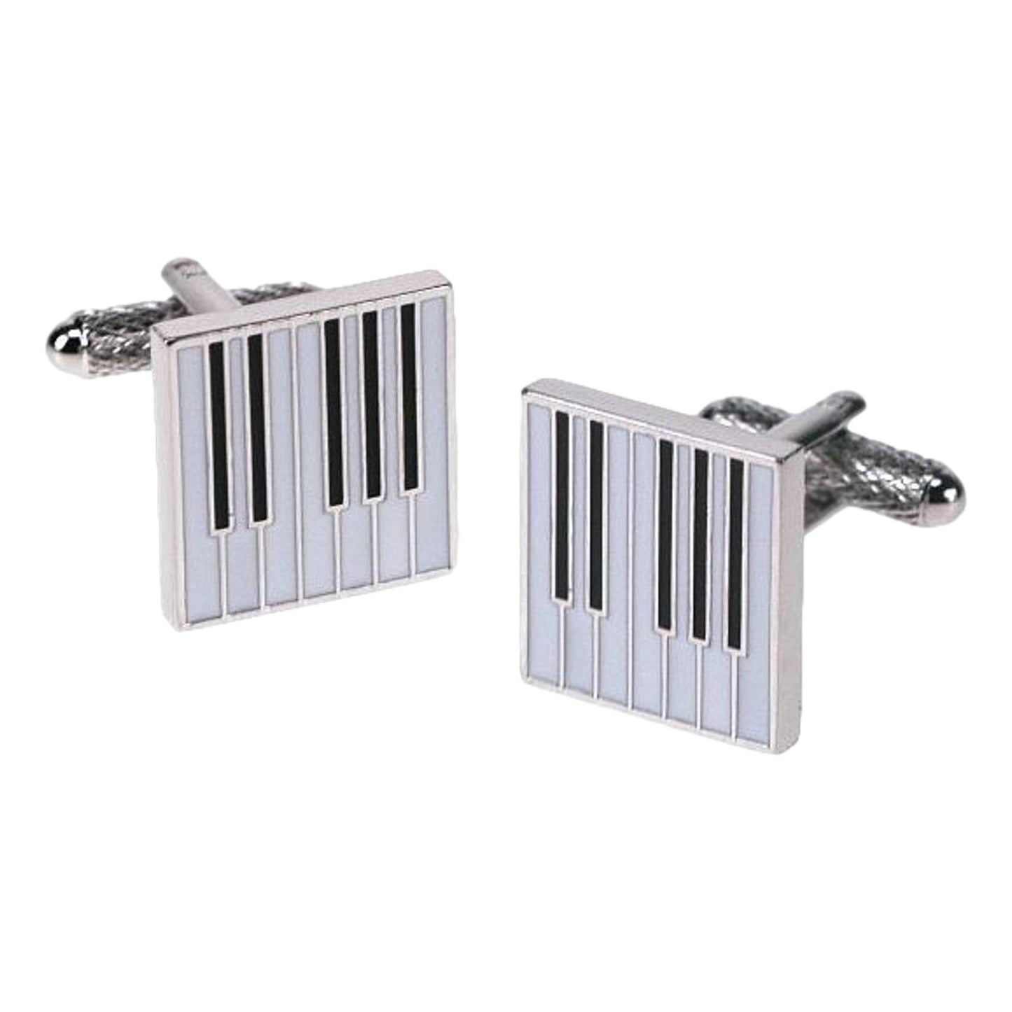 Piano Keyboard Square Silver-plated cufflinks image 0