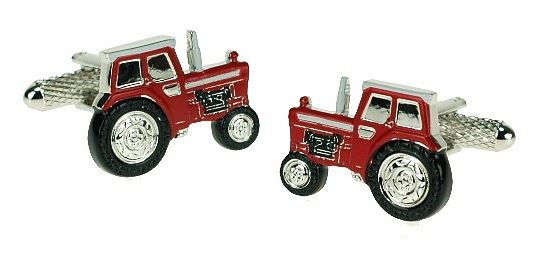 Red Cab Tractor silver-plated torpedo cufflinks in padded gift box image 1