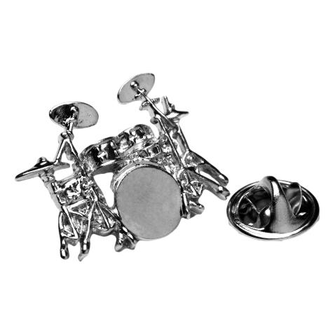 Polished Drum Kit Jazz Band silver-plated pin badge gift musician image 0