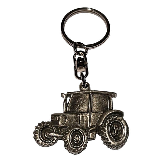 Massey Ferguson style Tractor pewter metal keyring image 0