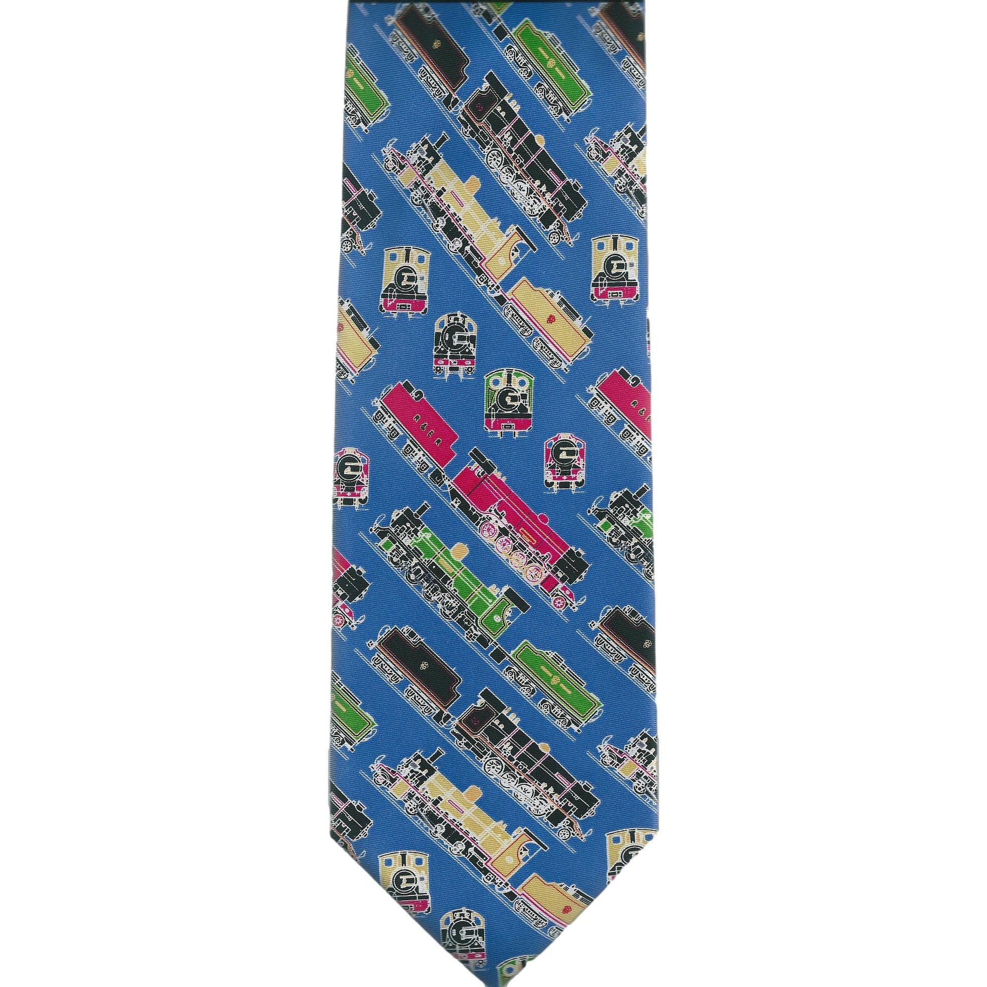 British Steam Trains repeating sleeved 100% Silk Classic Tie image 0